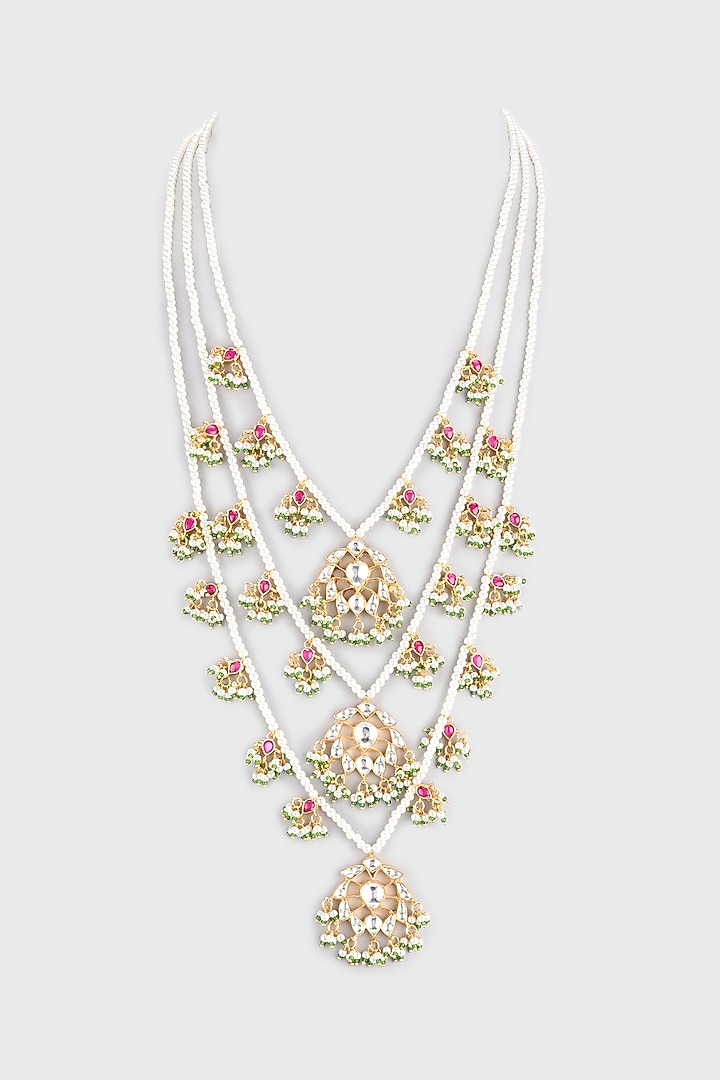 Gold Finish Kundan Polki Rani Necklace by Namasya at Pernia's Pop Up Shop