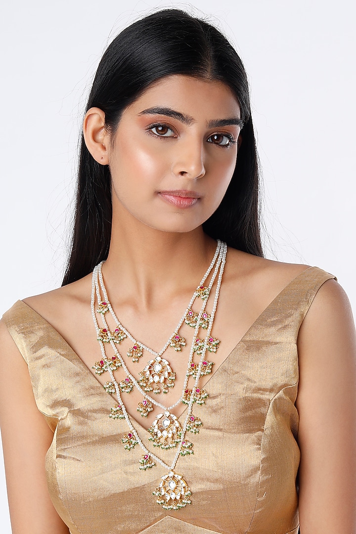 Gold Finish Kundan Polki Rani Necklace by Namasya at Pernia's Pop Up Shop