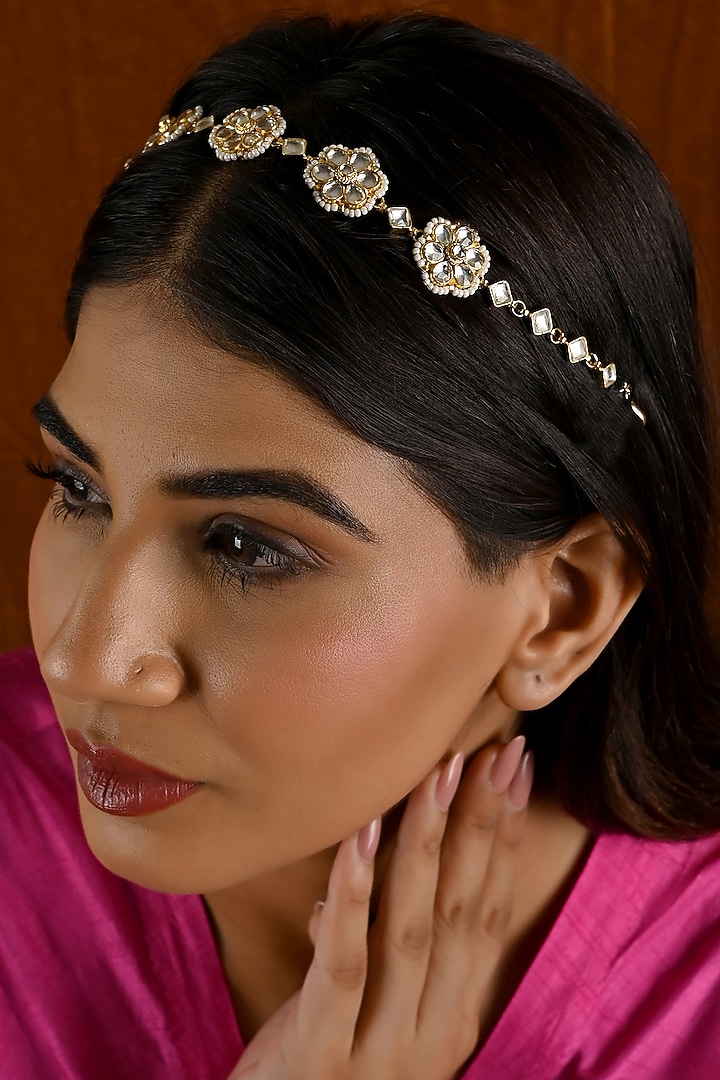 Gold Finish Kundan Polki Sheeshphool by Namasya at Pernia's Pop Up Shop