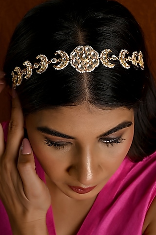 Gold Finish Kundan Polki Sheeshphool by Namasya