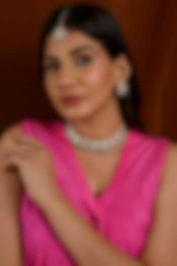 Micro Gold Finish Kundan Polki & Green Pearl Necklace Set by Namasya at Pernia's Pop Up Shop