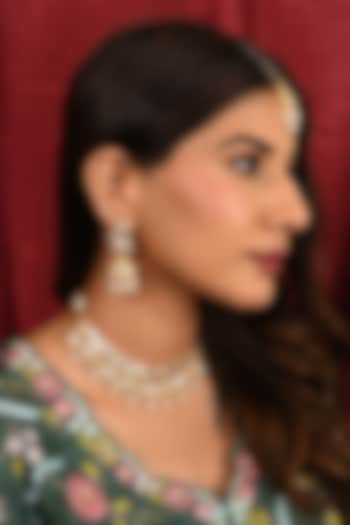 Micro Gold Finish Mother Of Pearl Drop Necklace Set by Namasya at Pernia's Pop Up Shop