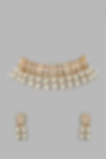 Micro Gold Finish Pearl Choker Necklace Set by Namasya at Pernia's Pop Up Shop