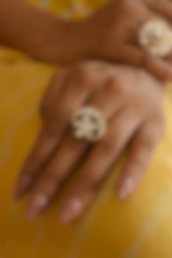 Micro Gold Finish Kundan Polki Adjustable Ring by Namasya at Pernia's Pop Up Shop