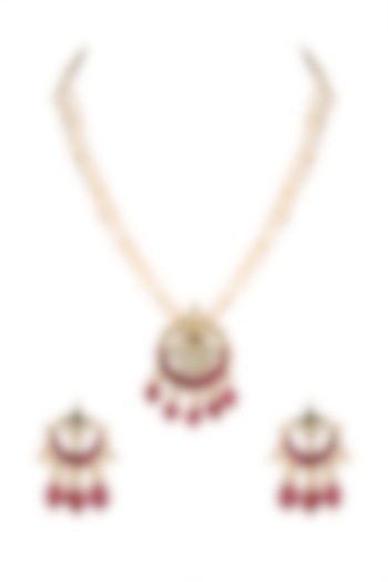 Gold Finish Pendant Necklace Set by Namasya