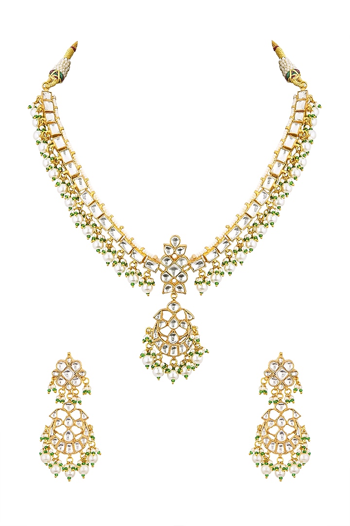 Gold Finish Pearl Necklace Set by Namasya at Pernia's Pop Up Shop