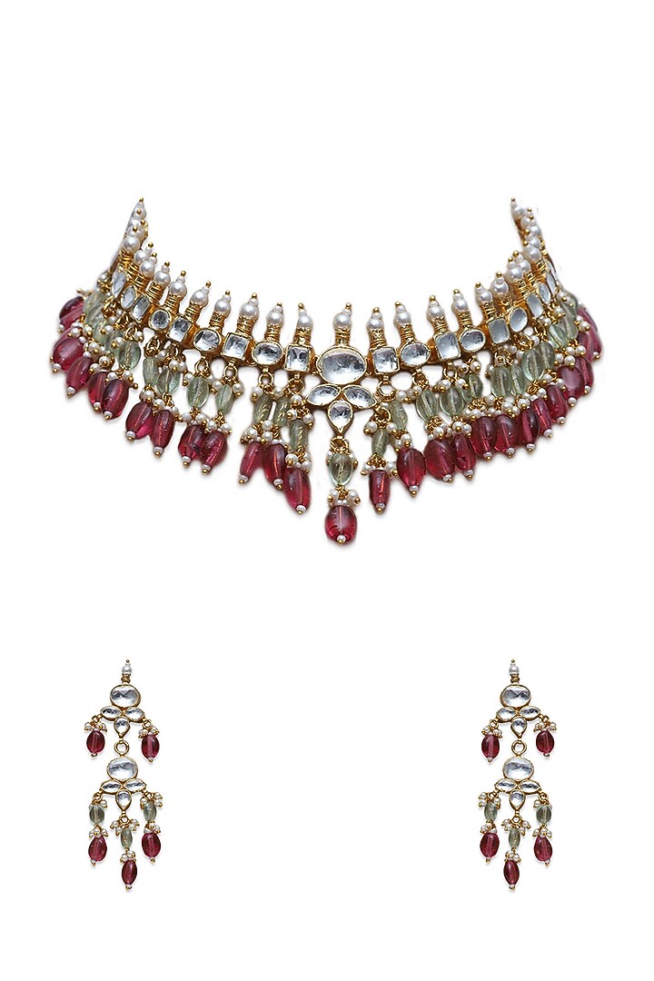 Gold Finish Pearl Necklace Set by Namasya at Pernia's Pop Up Shop