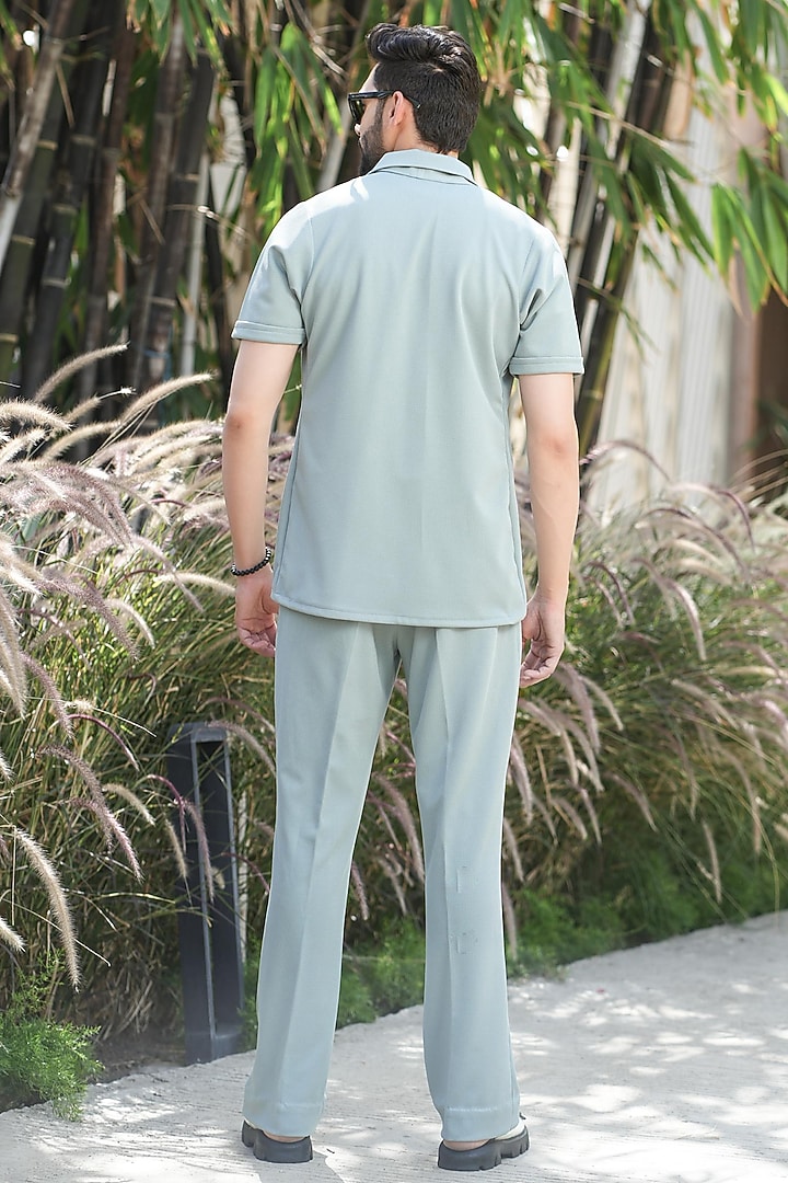 Green Knitted Cotton Co-Ord Set by Niloufer by Aasif Ally Men at Pernia's Pop Up Shop