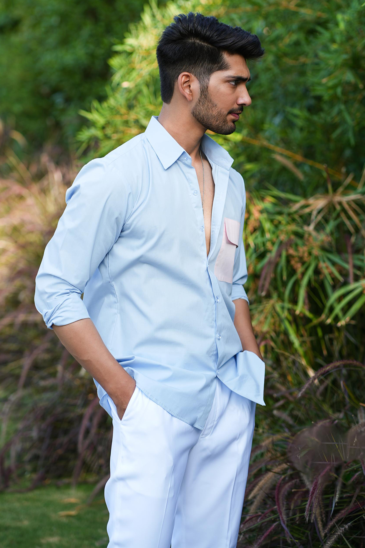 Blue Cotton Shirt by Niloufer by Aasif Ally