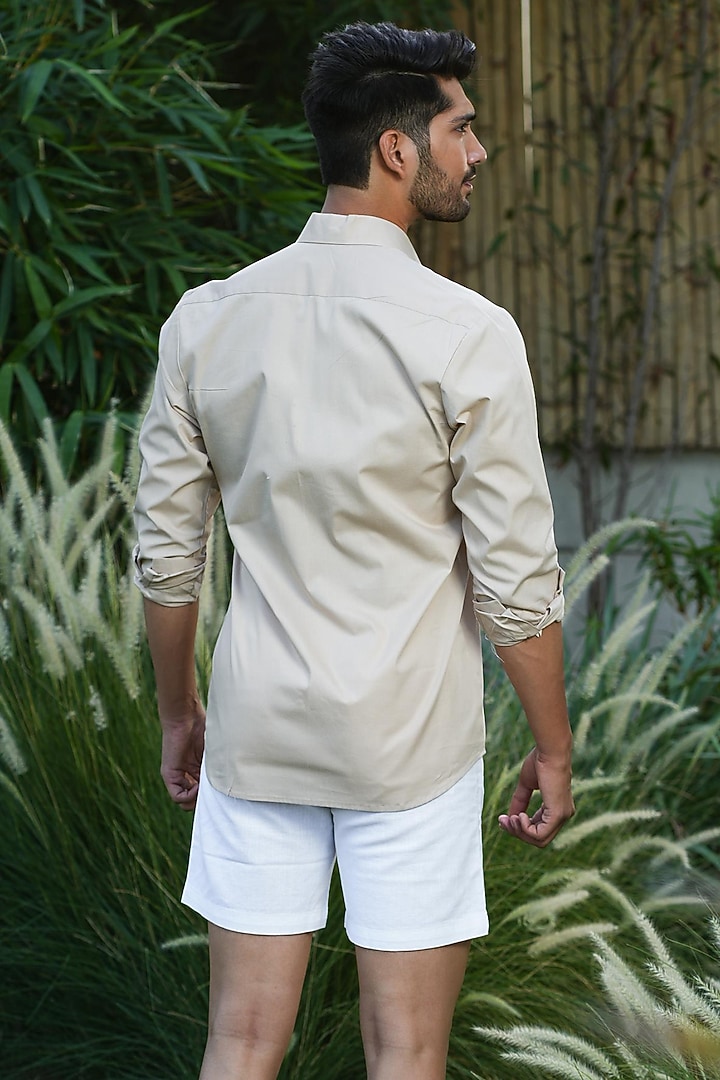 Brown Cotton Summer Shirt by Niloufer by Aasif Ally Men at Pernia's Pop Up Shop