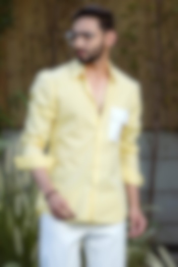 Yellow Cotton Summer party Shirt by Niloufer by Aasif Ally at Pernia's Pop Up Shop