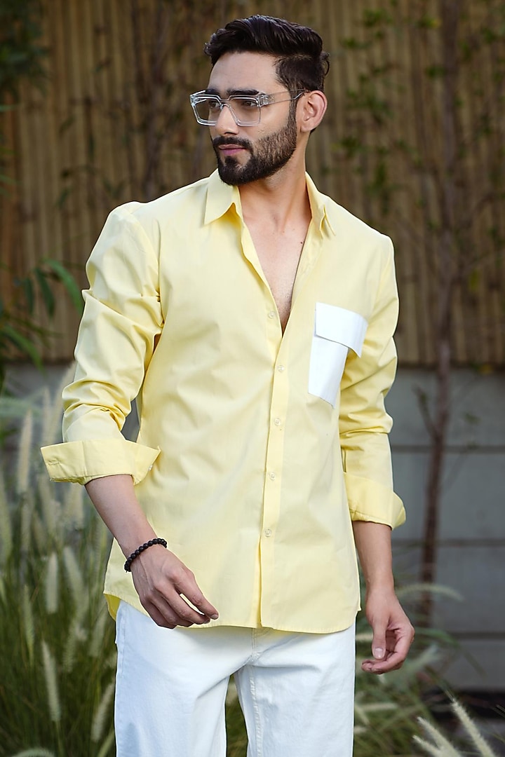 Yellow Cotton Summer party Shirt by Niloufer by Aasif Ally at Pernia's Pop Up Shop