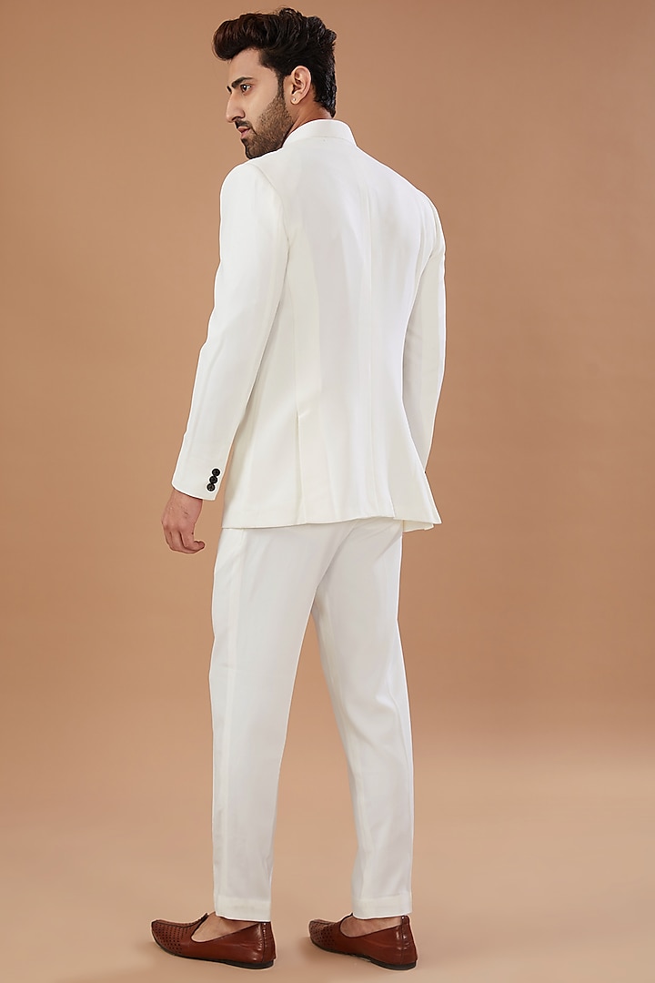 White Hand Embellished Jodhpuri Jacket Set by Niloufer by Aasif Ally Men at Pernia's Pop Up Shop