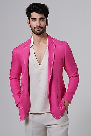 Pink velvet mens blazer best sale