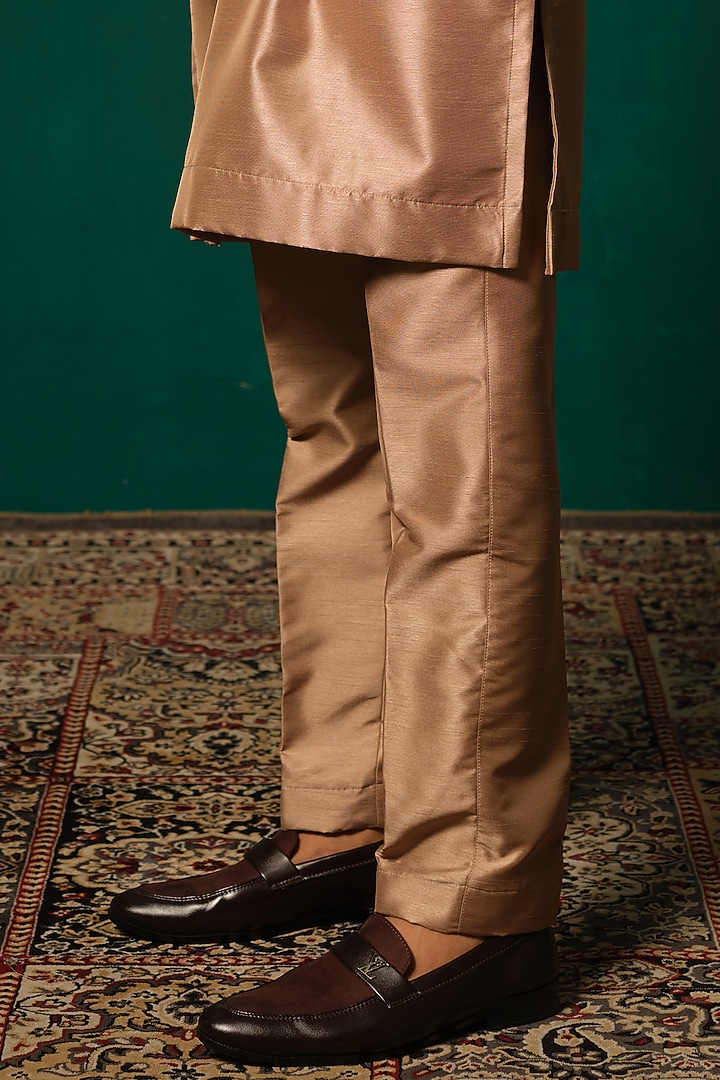 Brown Silk Sequins Hand Work Wedding Indowestern Set by Niloufer by Aasif Ally Men at Pernia's Pop Up Shop