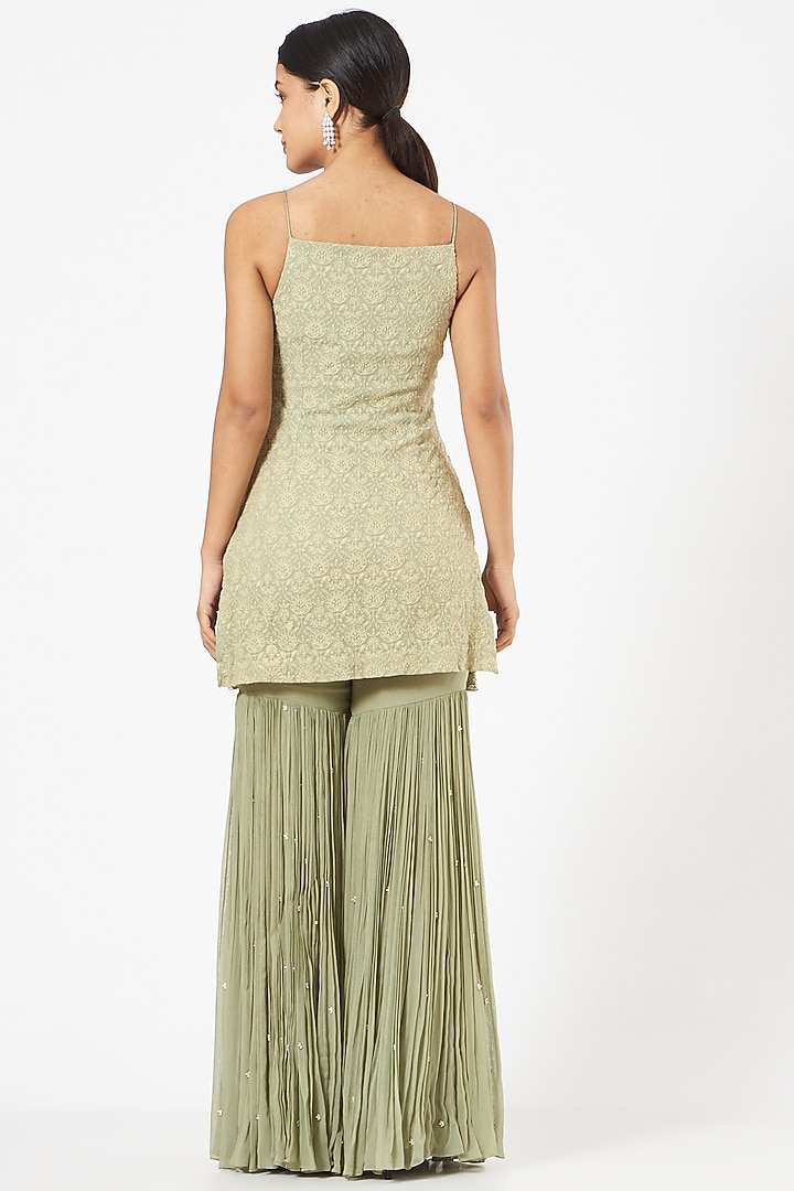 Frost Green Georgette & Net Wedding Sharara Set by NIAMH by Kriti at Pernia's Pop Up Shop