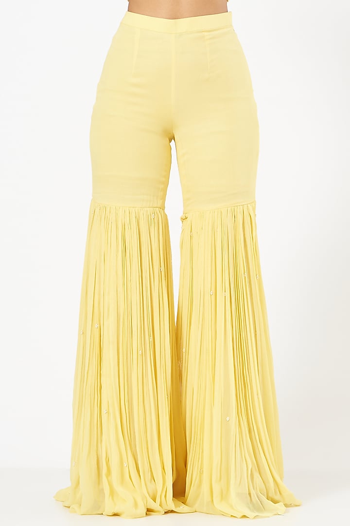 Daisy Yellow Georgette & Organza Wedding Sharara Set by NIAMH by Kriti at Pernia's Pop Up Shop