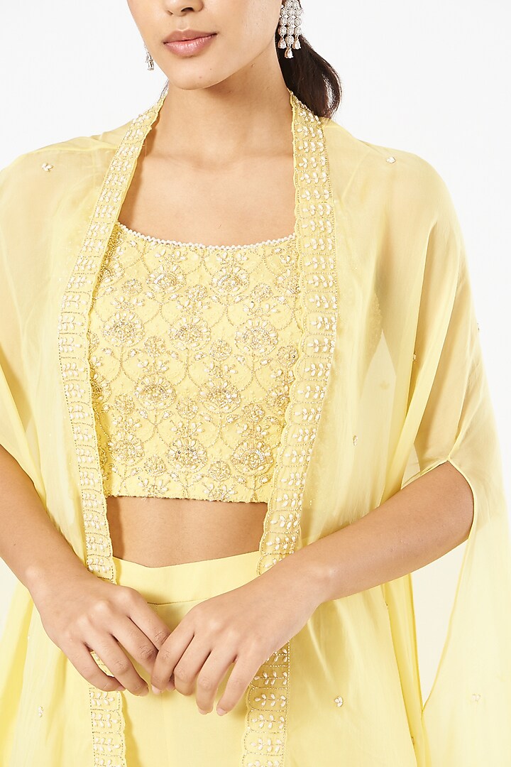 Daisy Yellow Georgette & Organza Wedding Sharara Set by NIAMH by Kriti at Pernia's Pop Up Shop