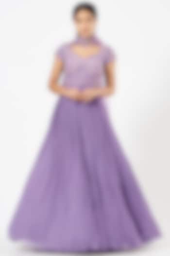 Pale Purple Embroidered Anarkali Set by NIAMH by Kriti