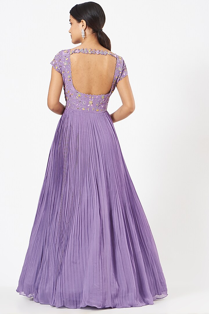 Pale Purple Embroidered Wedding Anarkali Set by NIAMH by Kriti at Pernia's Pop Up Shop