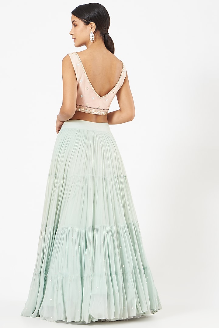 Powder Blue Embroidered Wedding Lehenga Set by NIAMH by Kriti at Pernia's Pop Up Shop