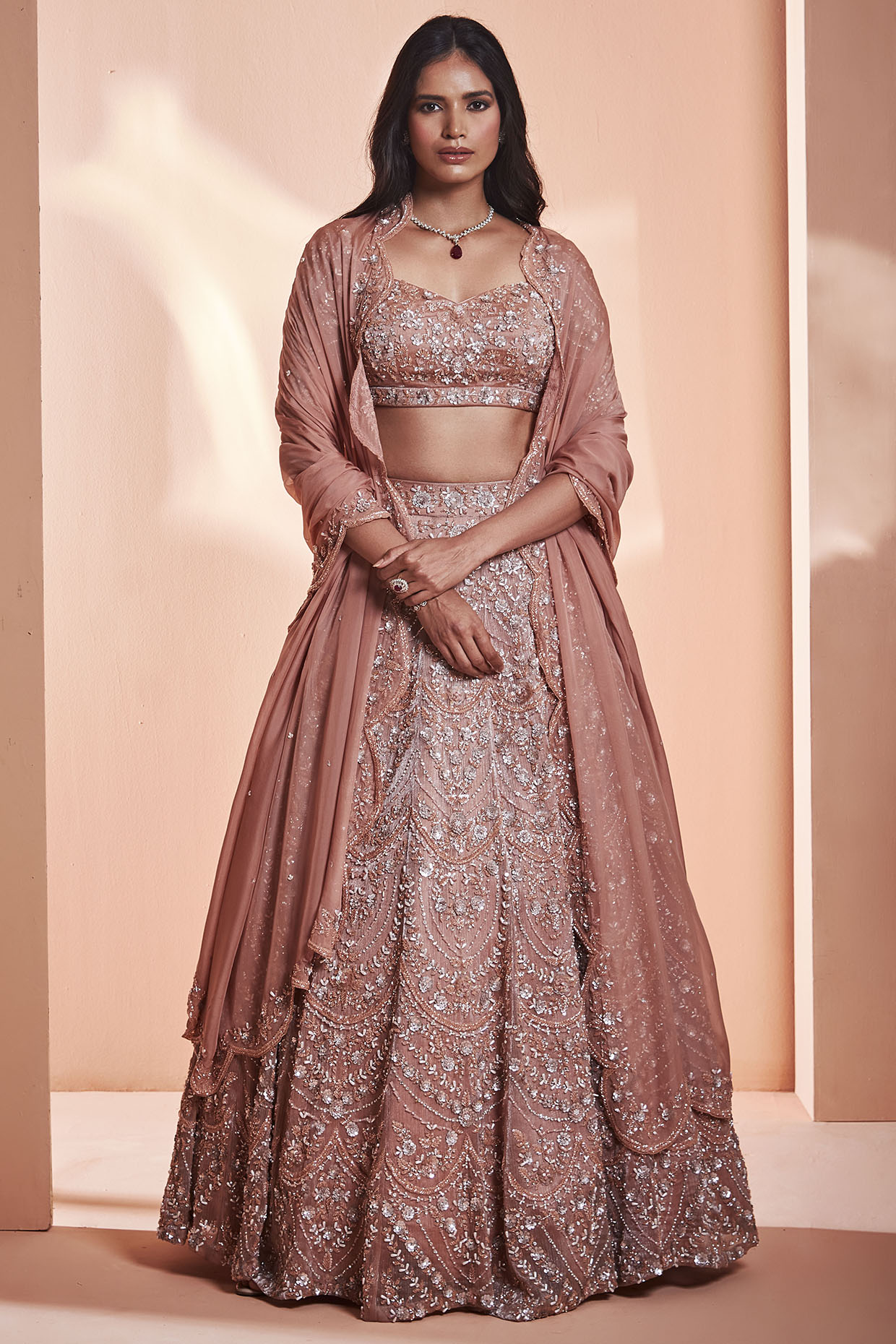 Peach Embroidered Bridal Lehenga Set by NIAMH by Kriti at Pernia s Pop Up Shop 2024