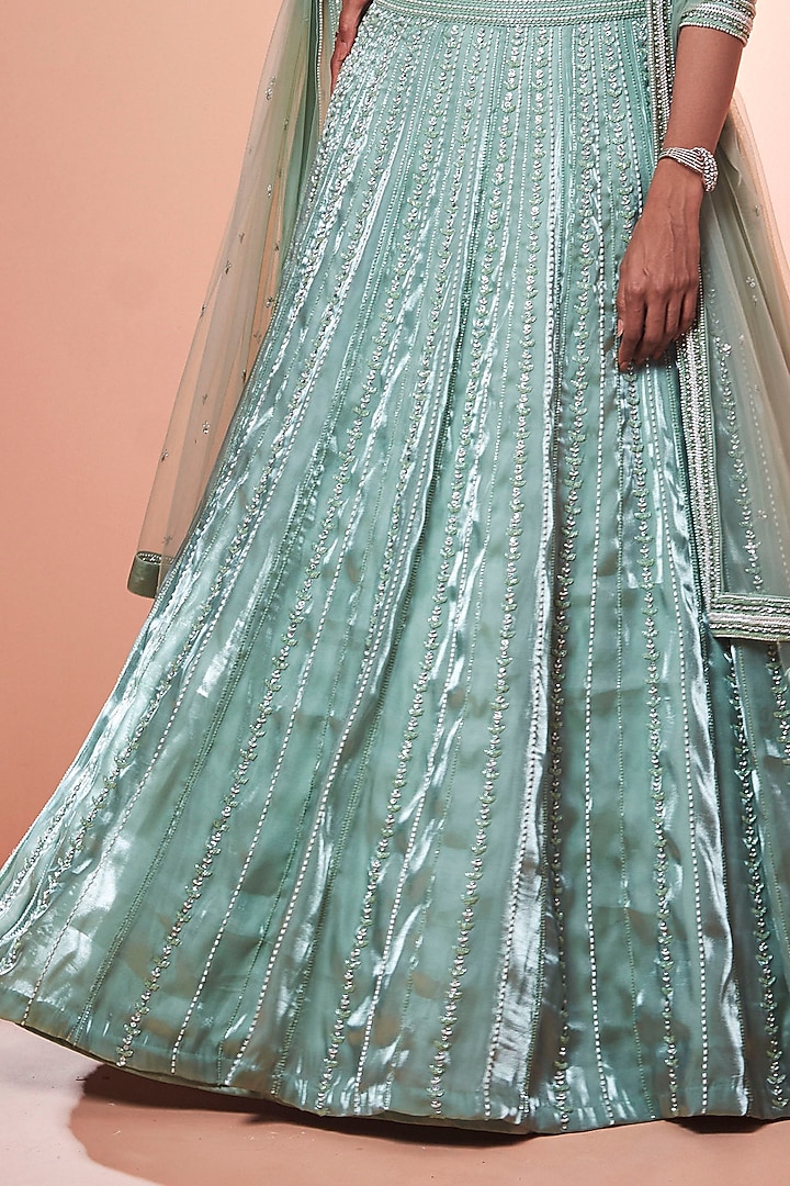 Misty Jade Embroidered Wedding Lehenga Set by NIAMH by Kriti at Pernia's Pop Up Shop