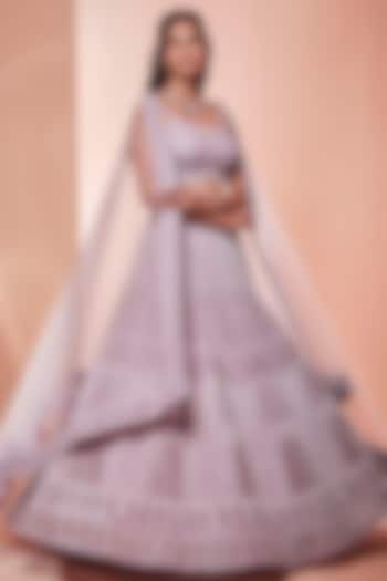 Lavender Embroidered Bridal lehenga for 22 Lehenga Set by NIAMH by Kriti at Pernia's Pop Up Shop