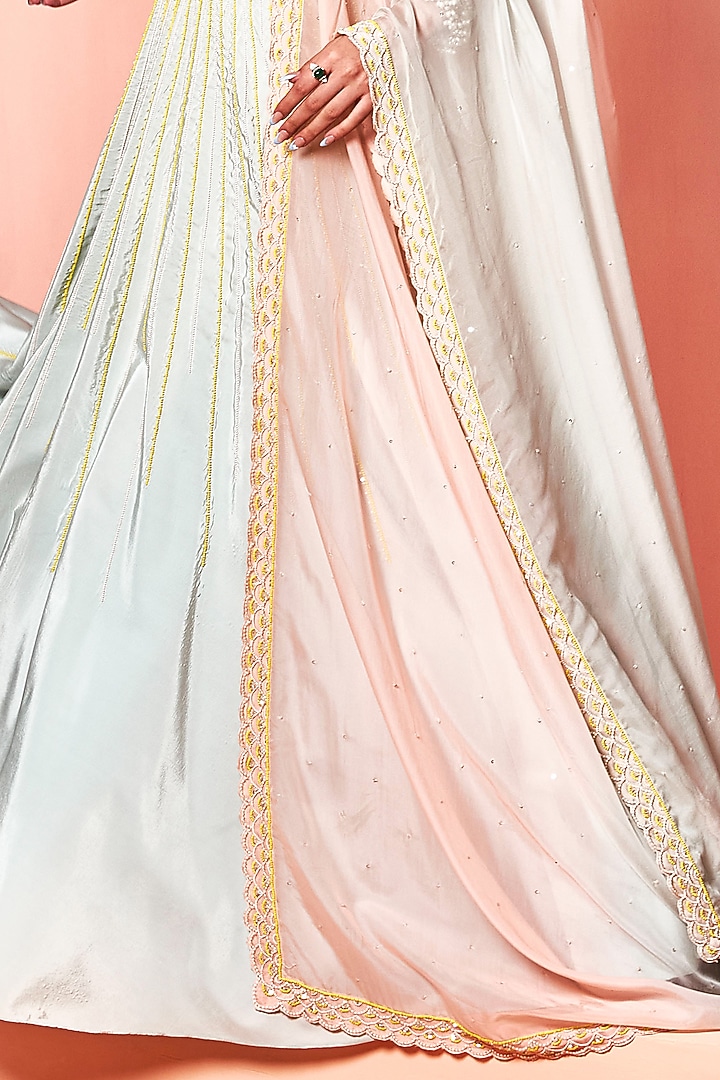 Misty Blue Embroidered Wedding Lehenga Set by NIAMH by Kriti at Pernia's Pop Up Shop