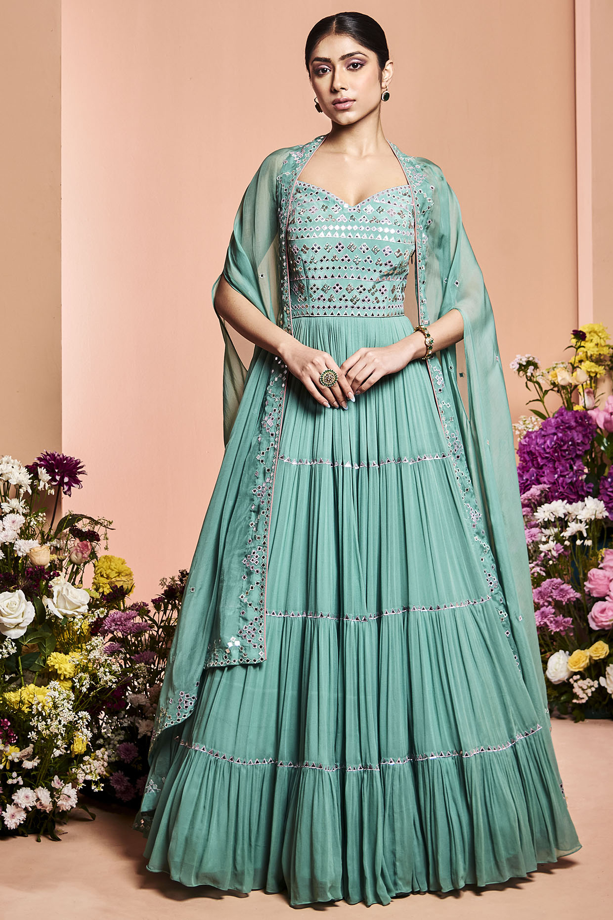 Cape anarkali dress best sale
