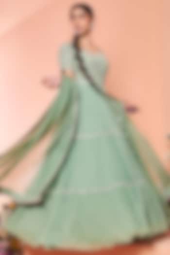 Frost Green Embroidered Anarkali Set by NIAMH by Kriti