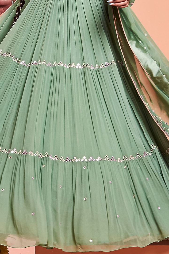 Frost Green Embroidered Wedding Anarkali Set by NIAMH by Kriti at Pernia's Pop Up Shop