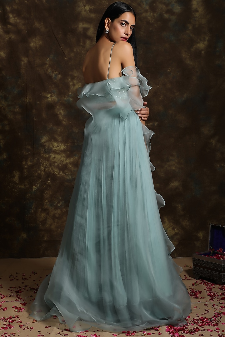 Sage Green Embroidered Wedding Lehenga Set by NIAMH by Kriti at Pernia's Pop Up Shop
