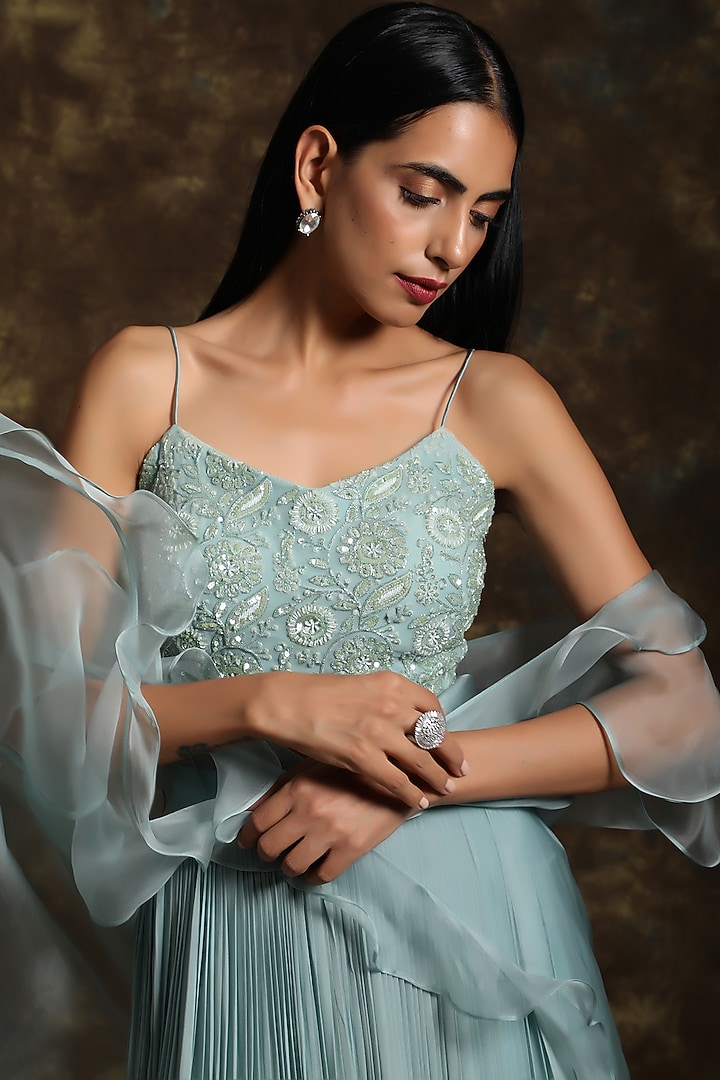 Sage Green Embroidered Wedding Lehenga Set by NIAMH by Kriti at Pernia's Pop Up Shop