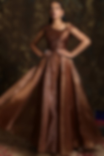 Cinnamon Brown Organza Gown by NIAMH by Kriti at Pernia's Pop Up Shop 2026