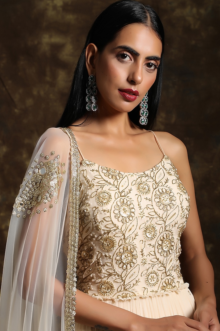 Ivory Embroidered Wedding Anarkali Set by NIAMH by Kriti at Pernia's Pop Up Shop