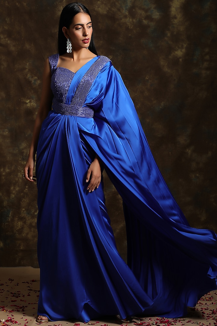 Blue top dress blouse
