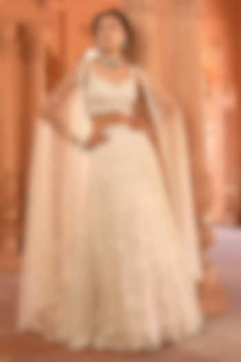 Ivory Organza Resham Embroidered Wedding Lehenga Set by NIAMH by Kriti at Pernia's Pop Up Shop