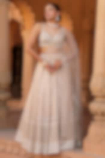 Gold Organza Resham Embroidered  dulhan bday 22 may Lehenga Set by NIAMH by Kriti at Pernia's Pop Up Shop
