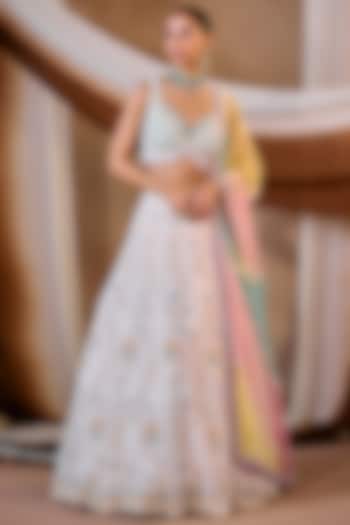 Multi-Colored Organza Hand Embroidered Bridal Lehenga Set by NIAMH by Kriti at Pernia's Pop Up Shop