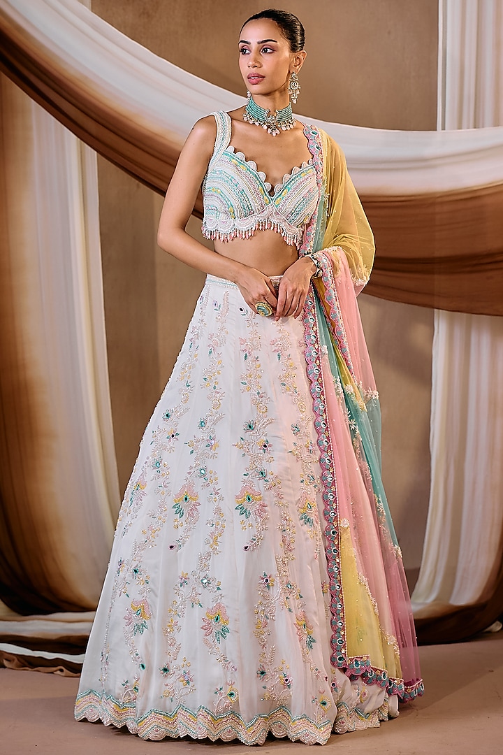 Multi-Colored Organza Hand Embroidered Bridal Lehenga Set by NIAMH by Kriti at Pernia's Pop Up Shop