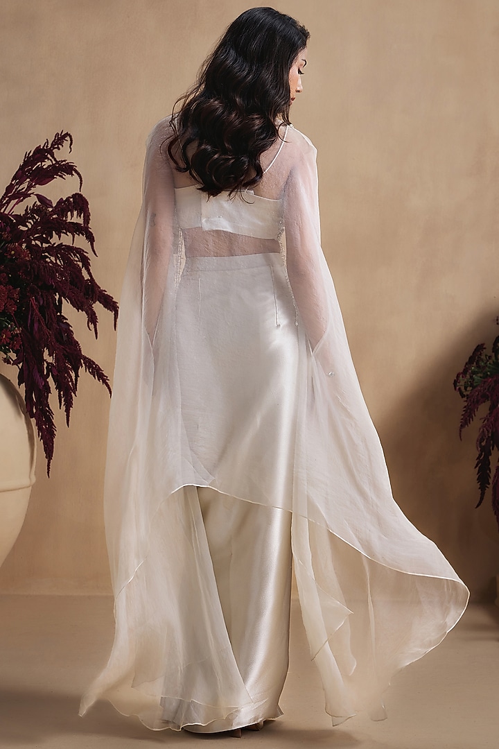 Ivory Satin Silk Draped Skirt Set by NIAMH by Kriti at Pernia's Pop Up Shop