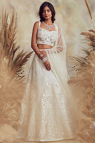 Ivory Embroidered Lehenga Set by NIAMH by Kriti