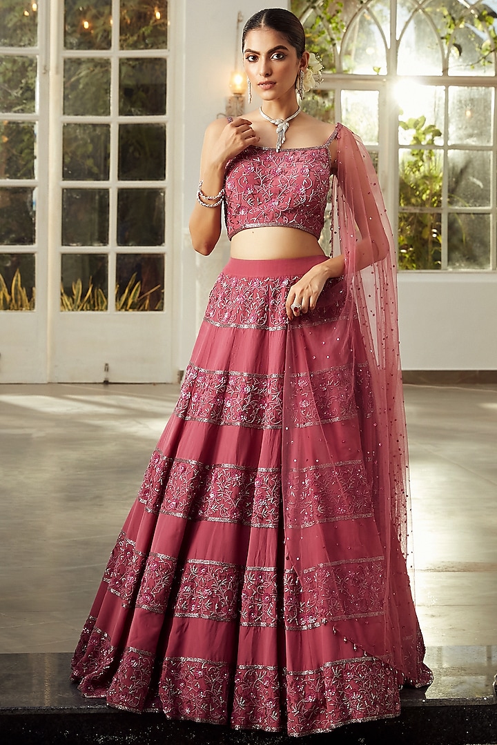 Mauve Orchid Embroidered Lehenga Set by NIAMH by Kriti