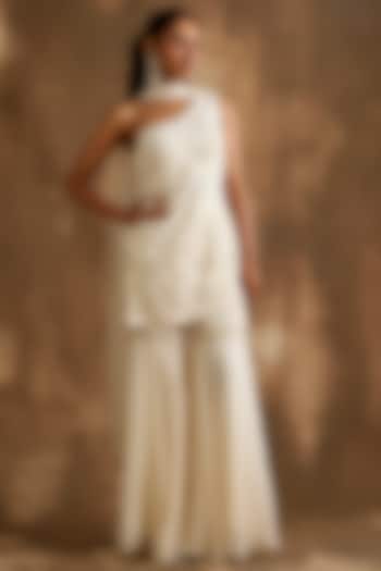 Ivory Silk Crepe & Organza Hand Embroidered Gharara Set by NIAMH by Kriti at Pernia's Pop Up Shop
