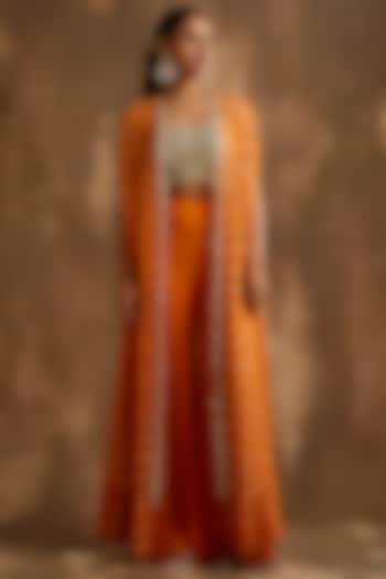 Turmeric Orange Georgette Gharara Set by NIAMH by Kriti