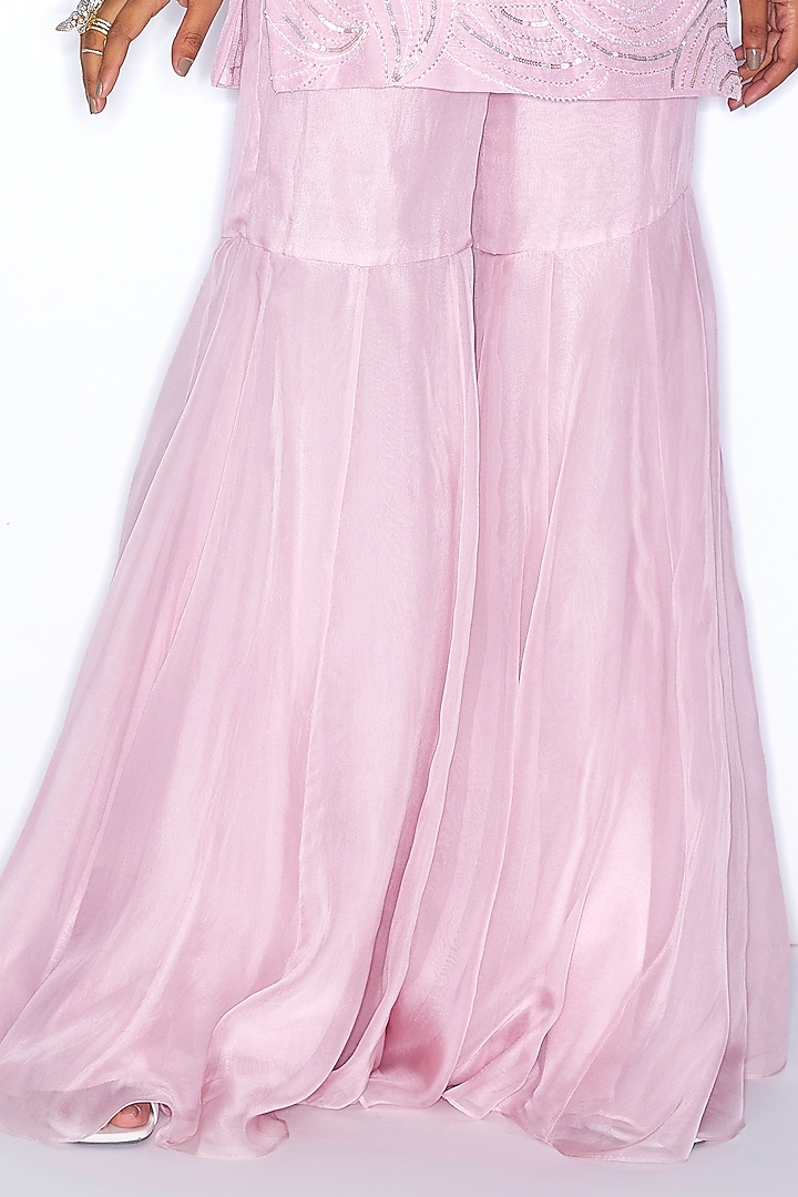 Rose Pink Silk Organza Gharara Set by NIAMH by Kriti at Pernia's Pop Up Shop