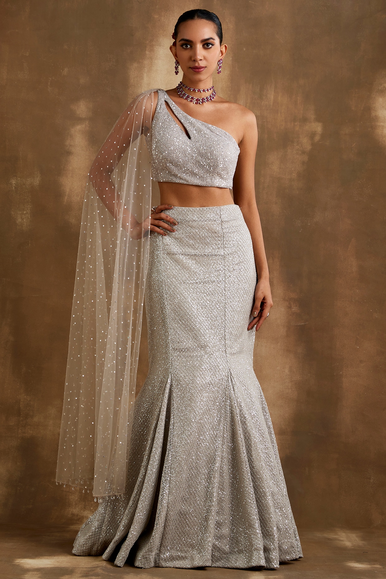 Buy Off White Dupion Silk Embellished Sona Chandi Sequin Lehenga Set For  Women by Shlok Design Online at Aza Fashions.