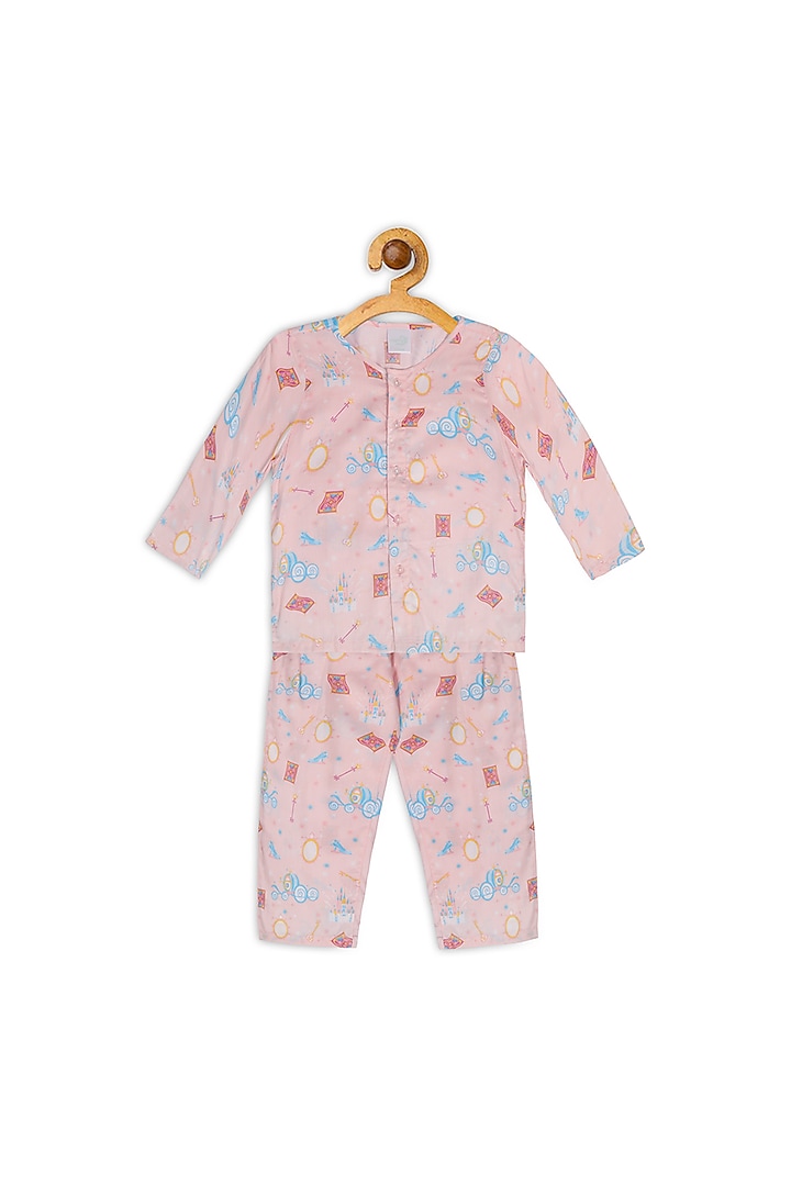 Light Pink Sleepy Printed Night Suit For Girls by Nigh Nigh label