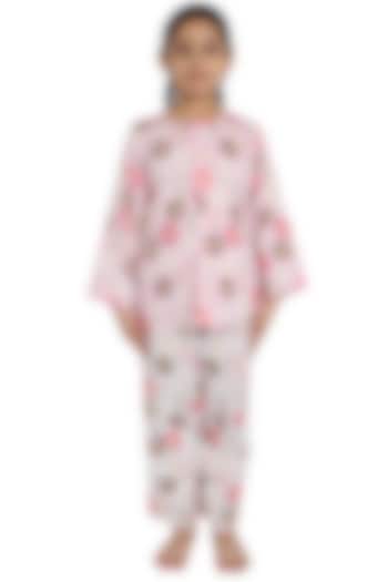 Light Pink Donuts Printed Night Suit For Girls by Nigh Nigh label